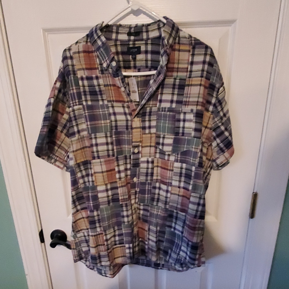 J Crew Indian Madras patchwork shirt